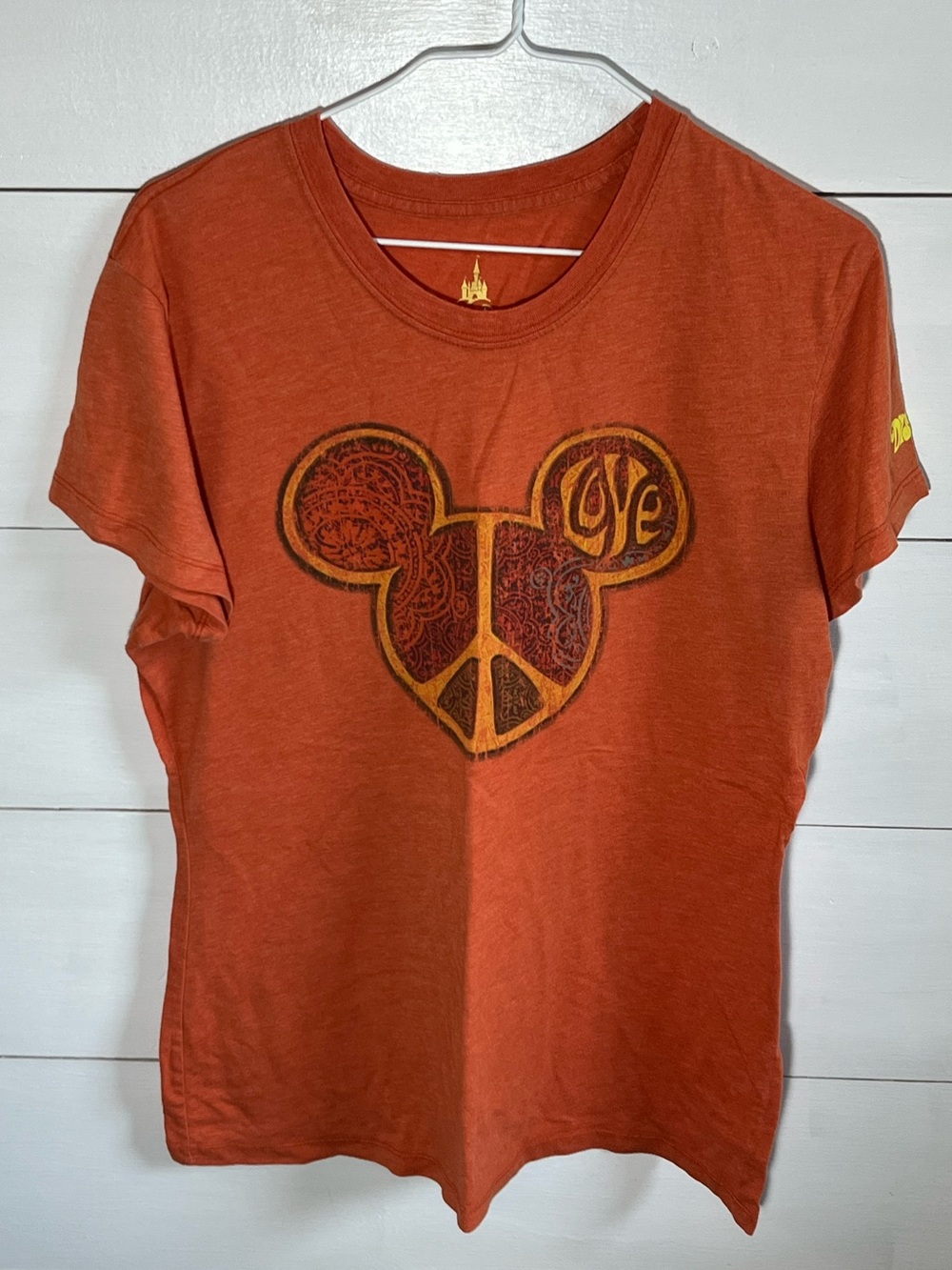 Disney Rust Orange Graphic Peace Mickey Tee